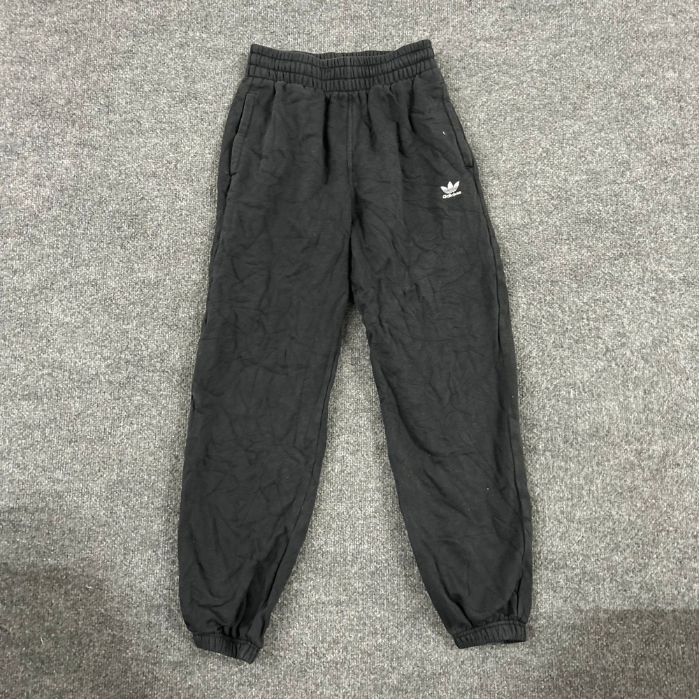 Adidas Sweatpants Womens Size XS Black Fleece Jogger Trefoil Logo Pockets